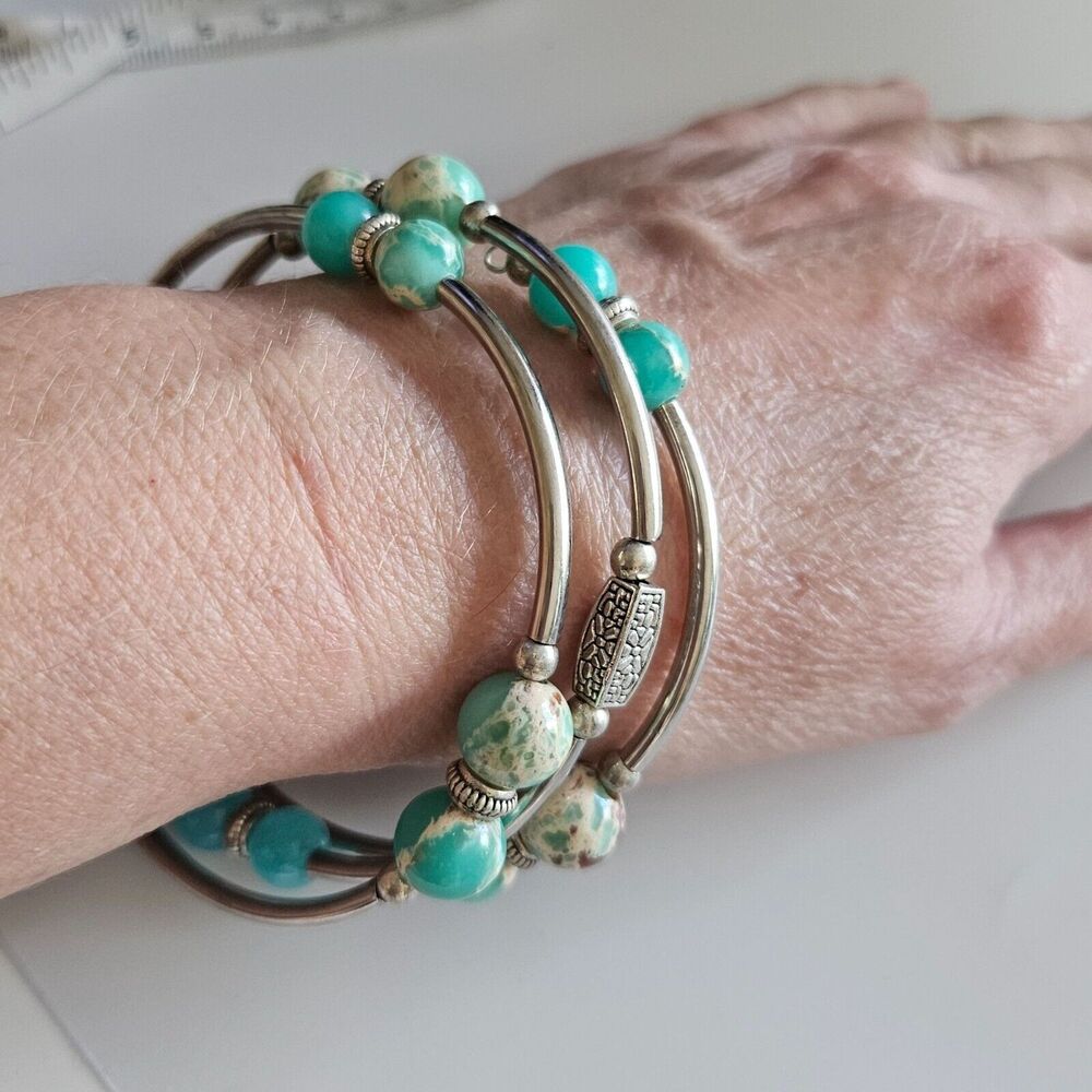 Silver tone layered wrap bracelet - Picture 1 of 13